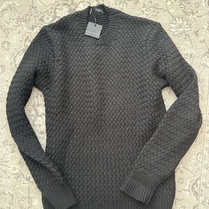 Tagliatore Textured Black Crewneck Sweater